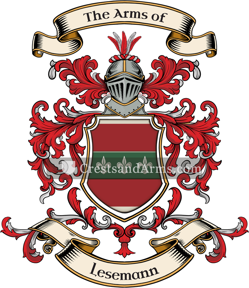 The Lesemann coat of arms, drawn from the recorded blazon