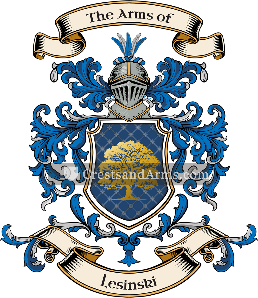 The Lesinski coat of arms, drawn from the recorded blazon