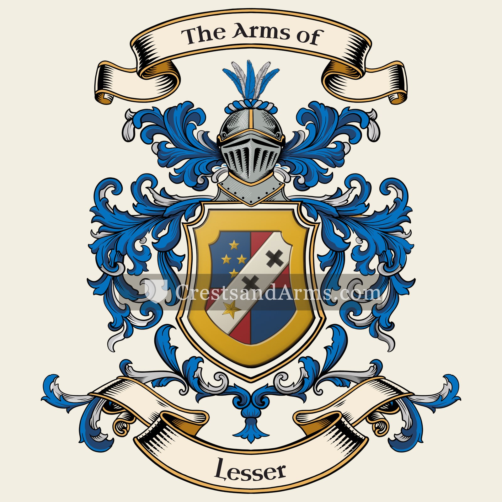 The Lesser coat of arms, drawn from the recorded blazon