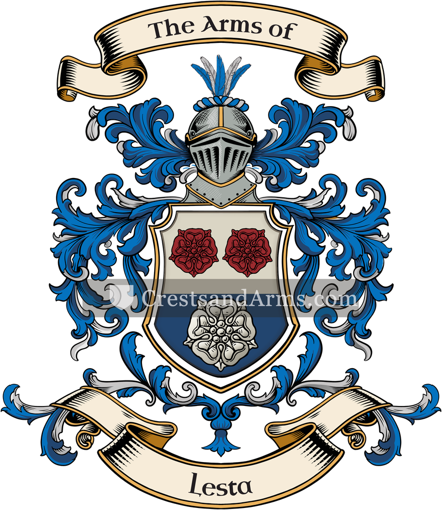 The Lesta coat of arms, drawn from the recorded blazon