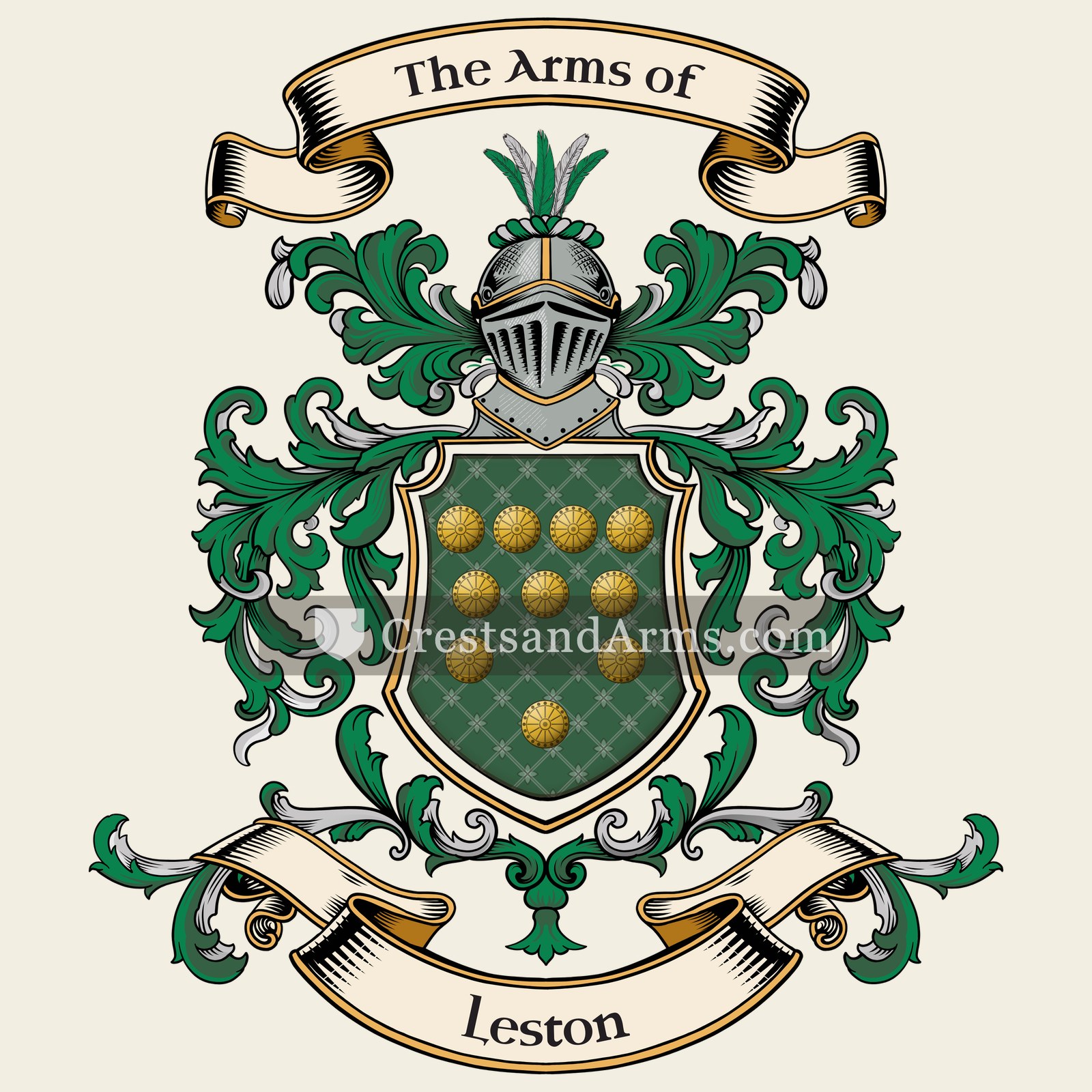 The Leston coat of arms, drawn from the recorded blazon