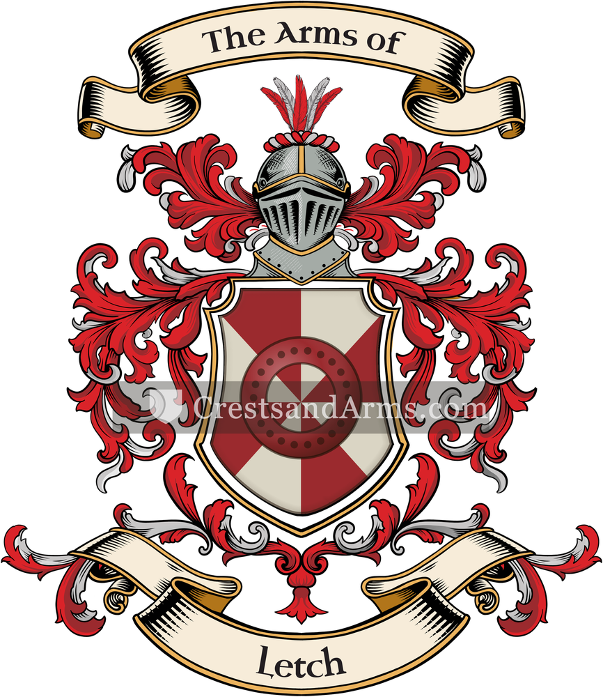 The Letch coat of arms, drawn from the recorded blazon