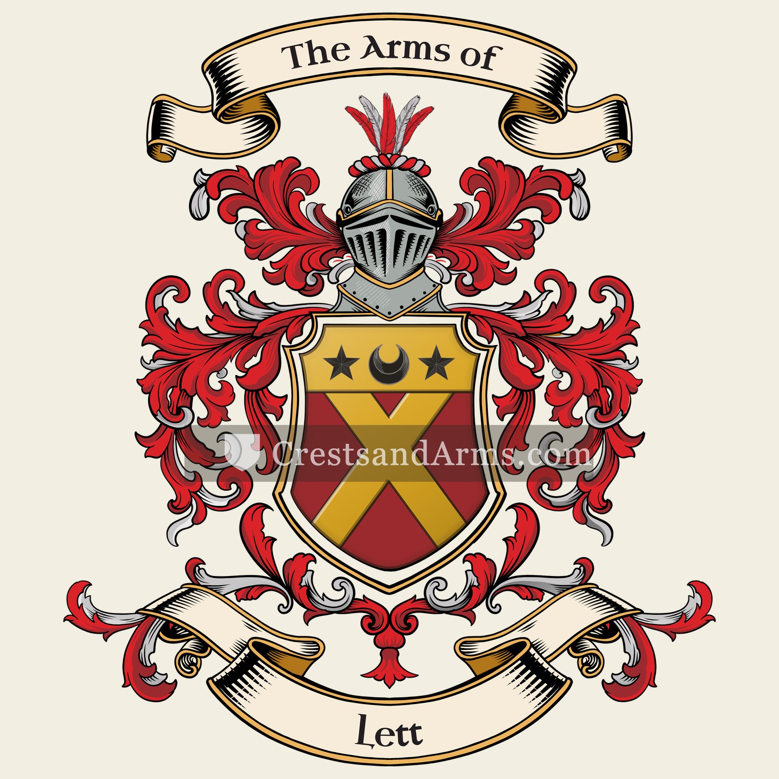 The Lett coat of arms, drawn from the recorded blazon