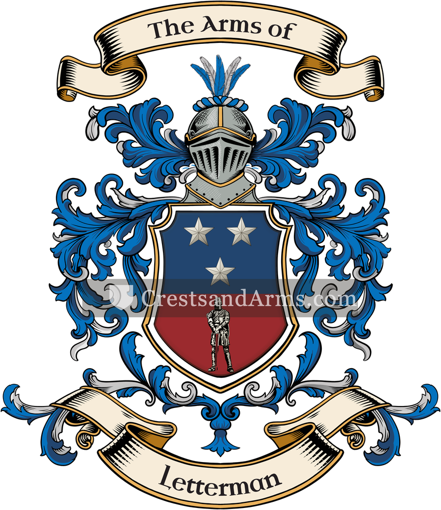 The Letterman coat of arms, drawn from the recorded blazon