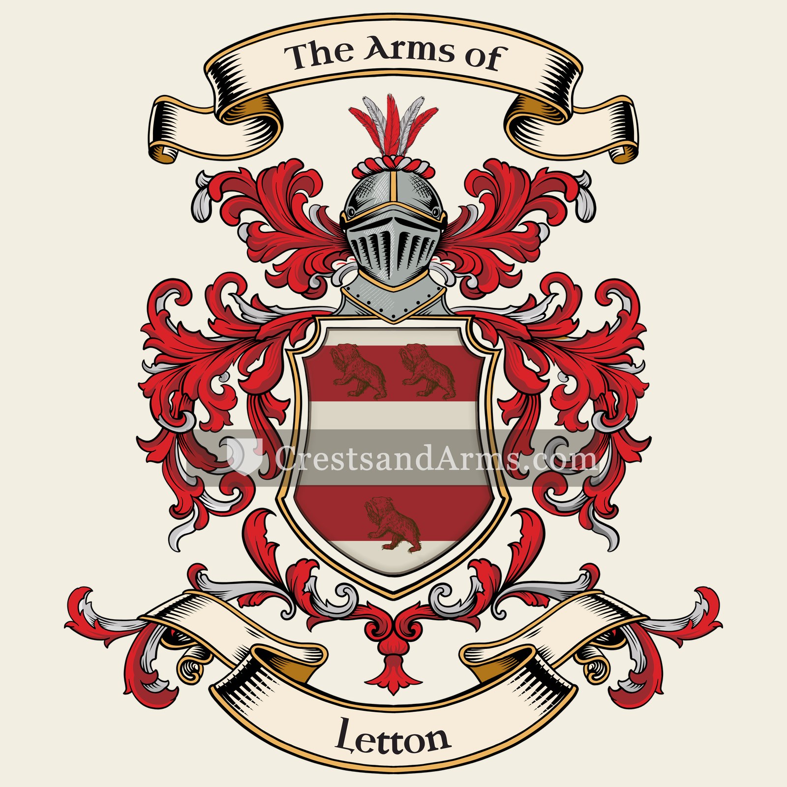 The Letton coat of arms, drawn from the recorded blazon