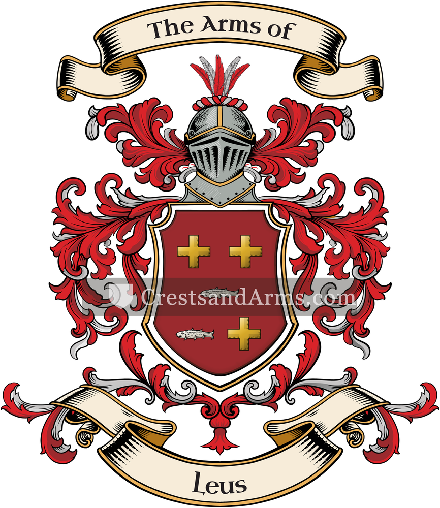 The Leus coat of arms, drawn from the recorded blazon