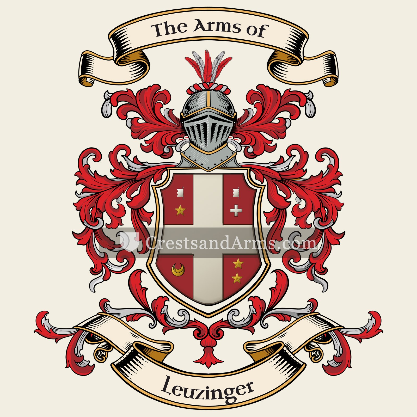 The Leuzinger coat of arms, drawn from the recorded blazon