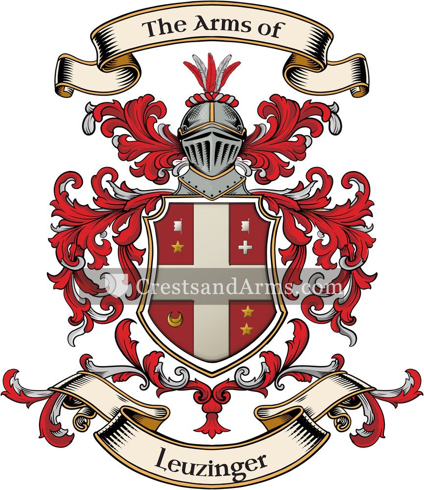 The Leuzinger coat of arms, drawn from the recorded blazon
