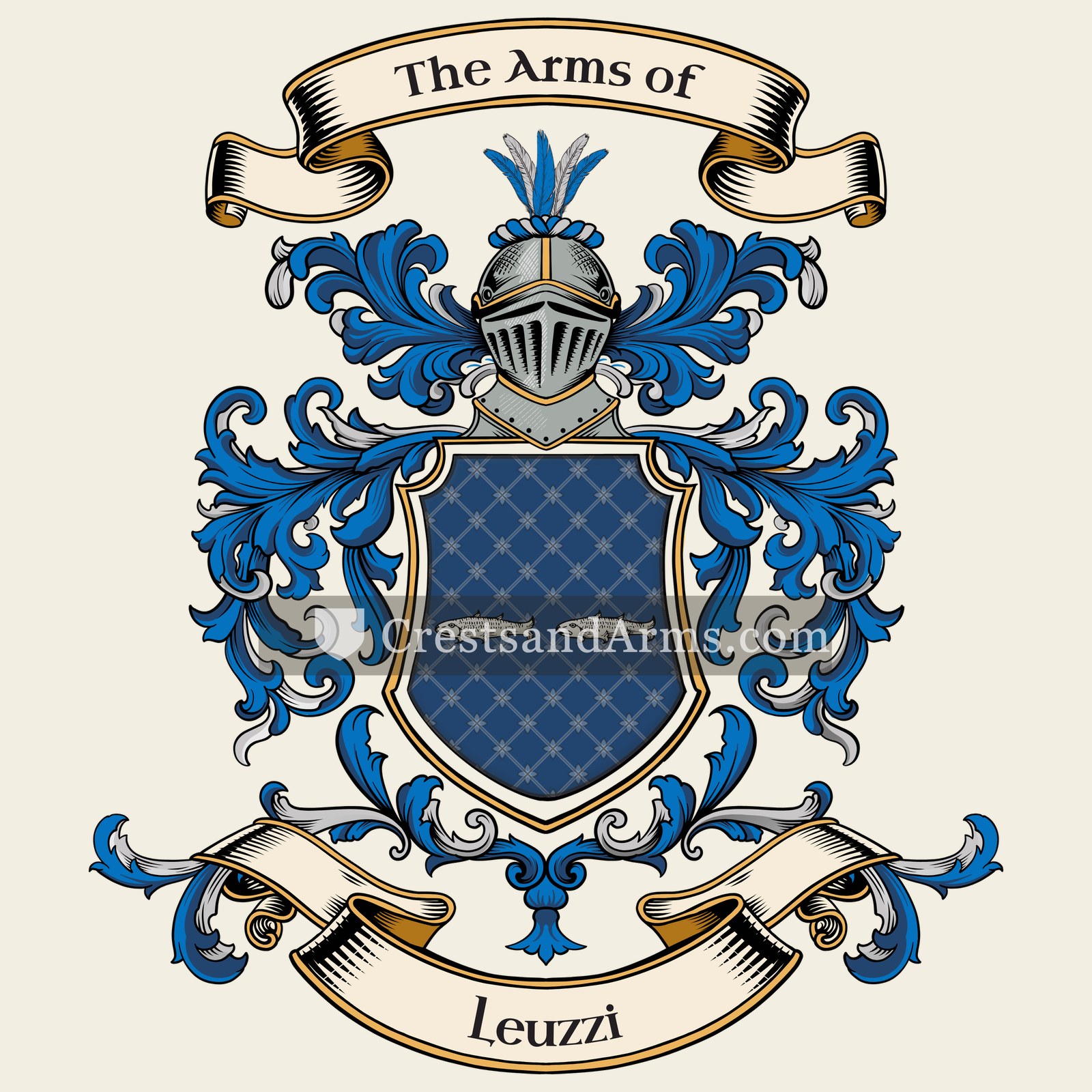 The Leuzzi coat of arms, drawn from the recorded blazon