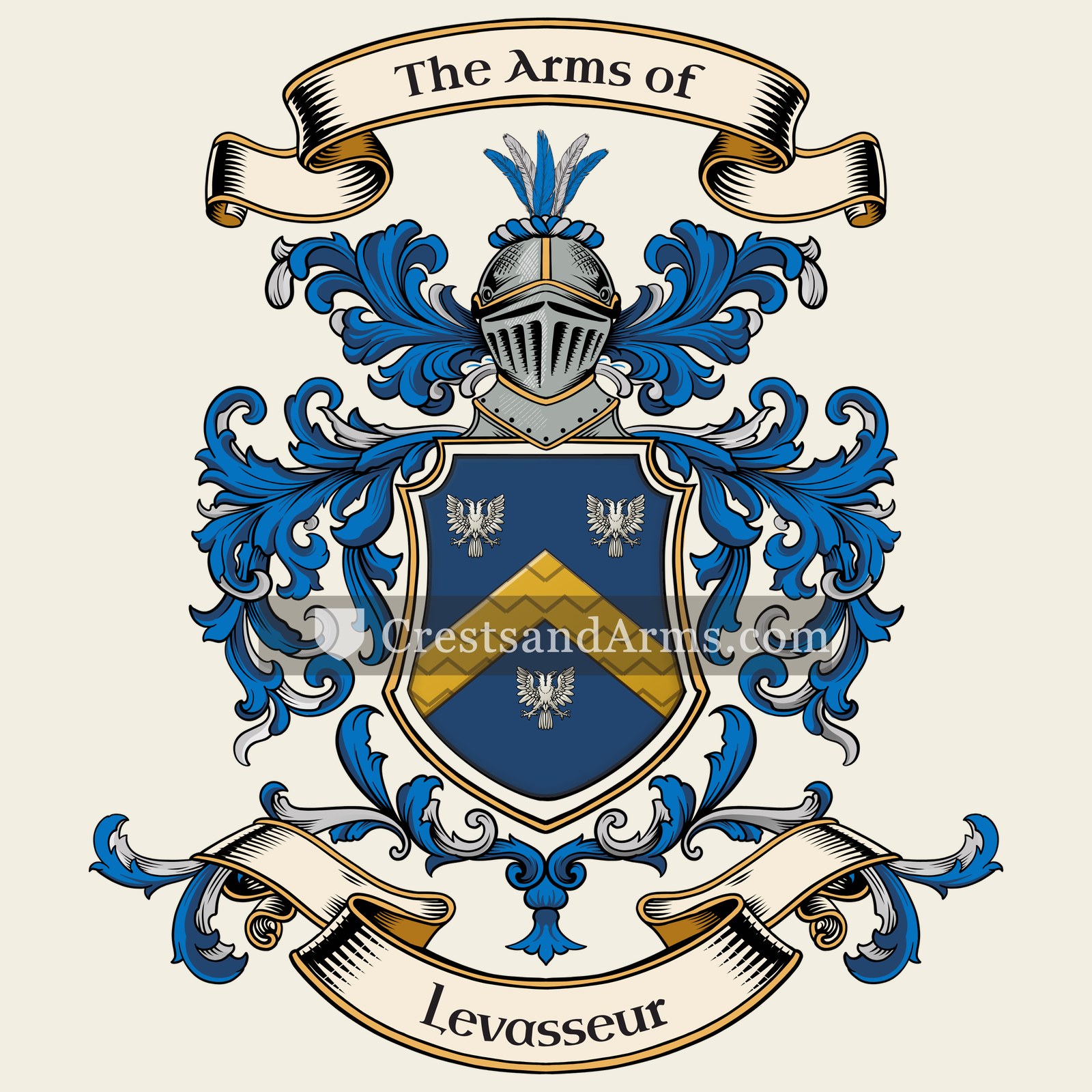 The Levasseur coat of arms, drawn from the recorded blazon