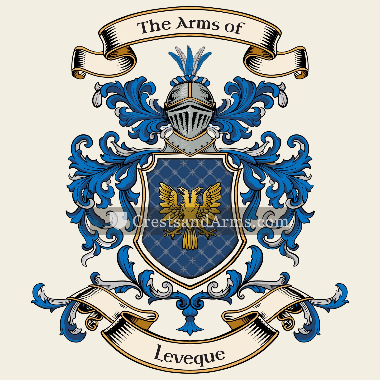 The Leveque coat of arms, drawn from the recorded blazon