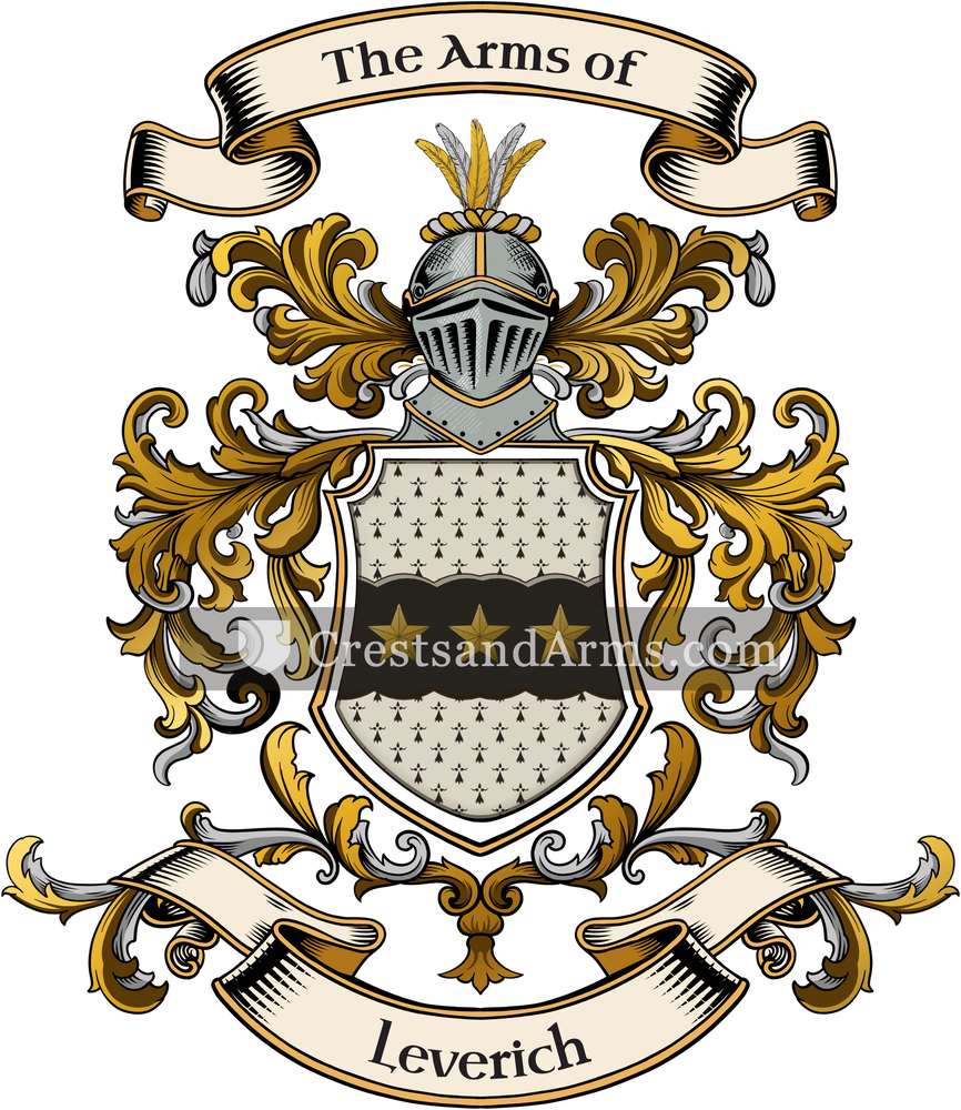 The Leverich coat of arms, drawn from the recorded blazon