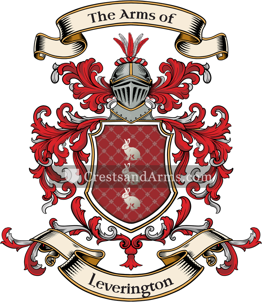 The Leverington coat of arms, drawn from the recorded blazon