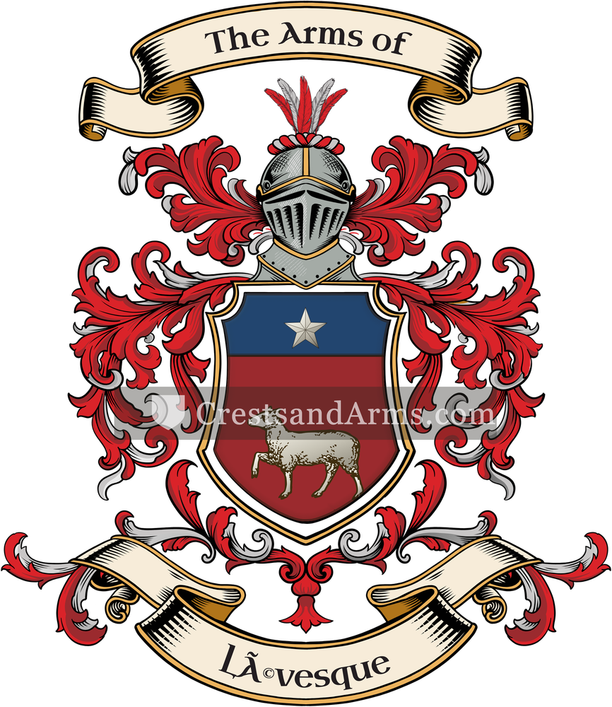 The Lévesque coat of arms, drawn from the recorded blazon