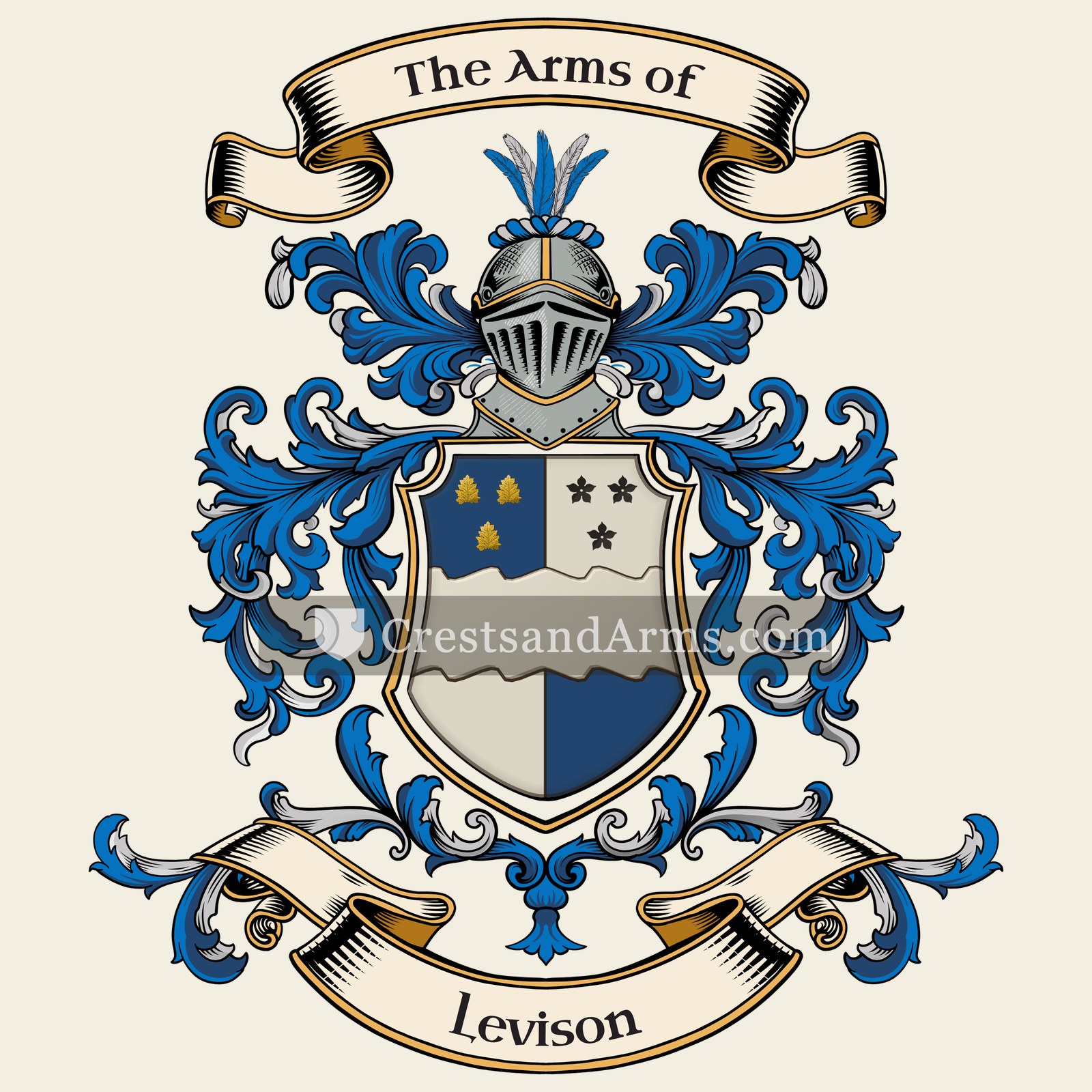 The Levison coat of arms, drawn from the recorded blazon