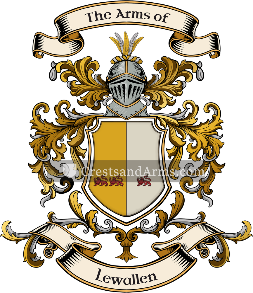 The Lewallen coat of arms, drawn from the recorded blazon