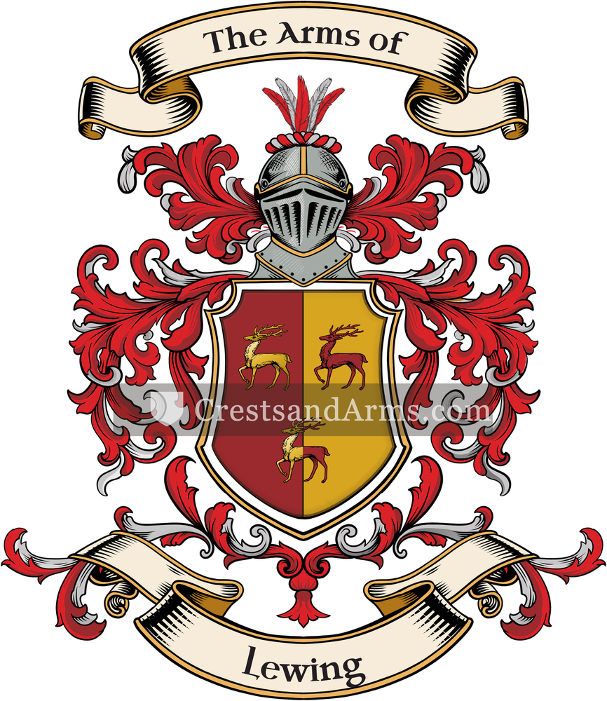 The Lewing coat of arms, drawn from the recorded blazon