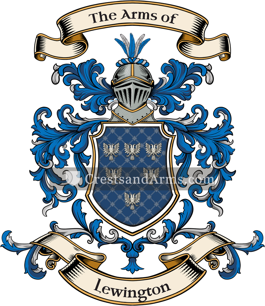 The Lewington coat of arms, drawn from the recorded blazon