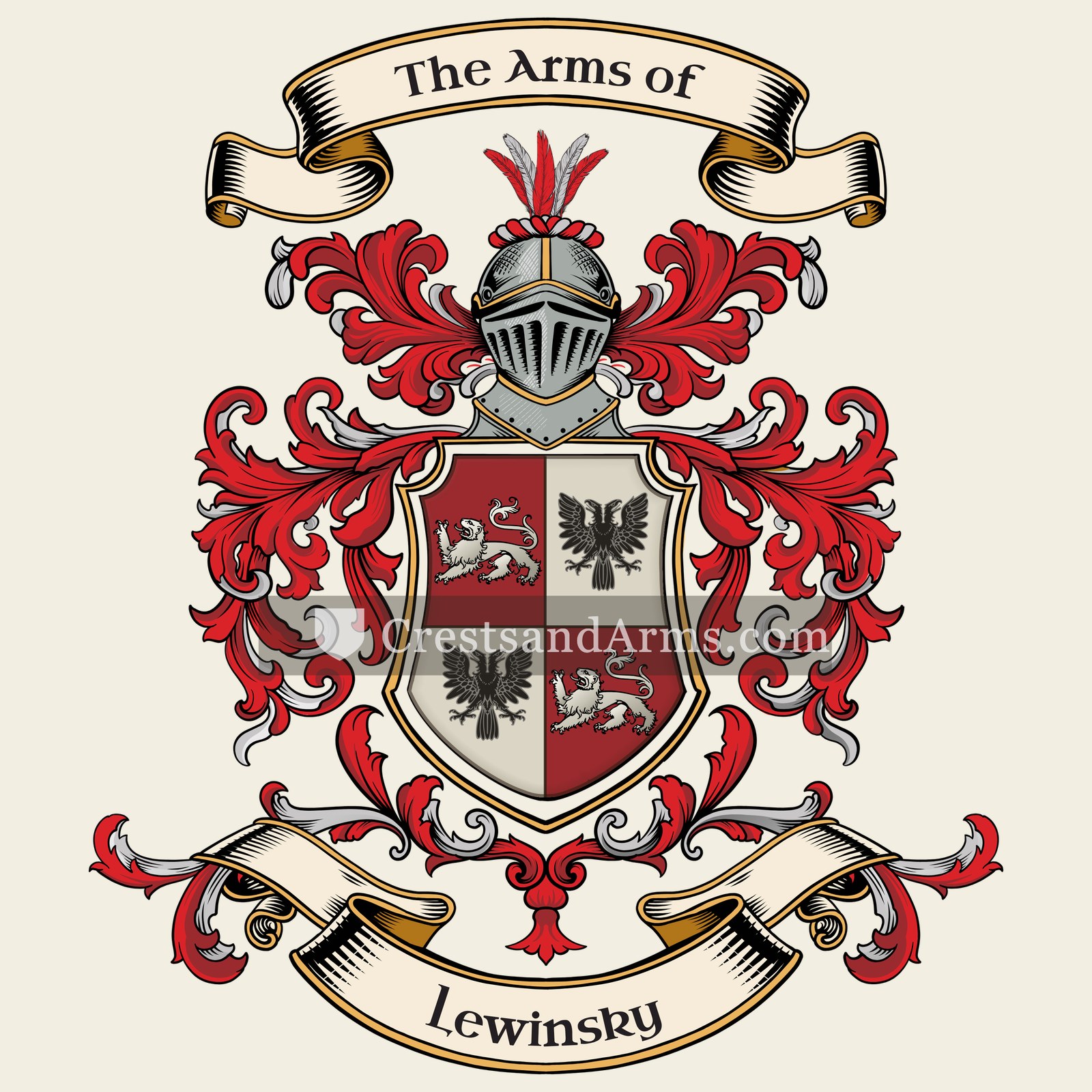 The Lewinsky coat of arms, drawn from the recorded blazon