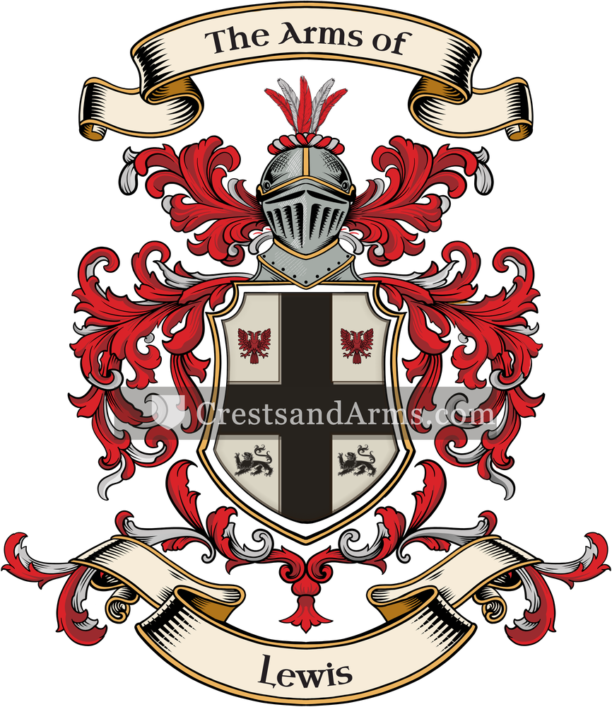 The Lewis coat of arms, drawn from the recorded blazon