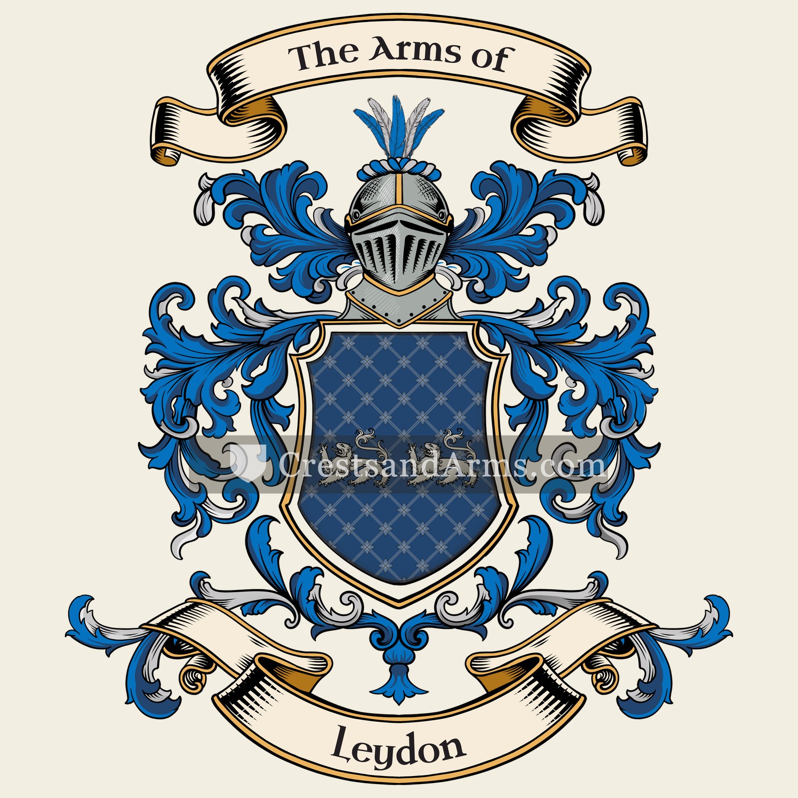 The Leydon coat of arms, drawn from the recorded blazon