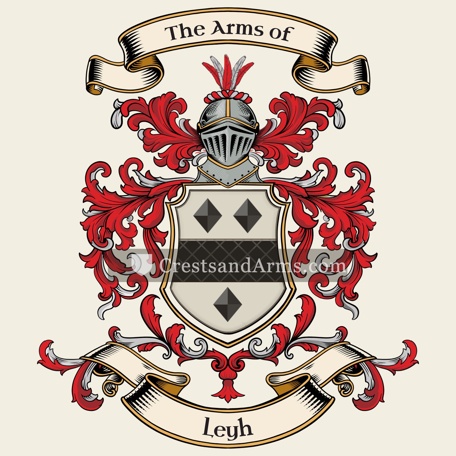 The Leyh coat of arms, drawn from the recorded blazon