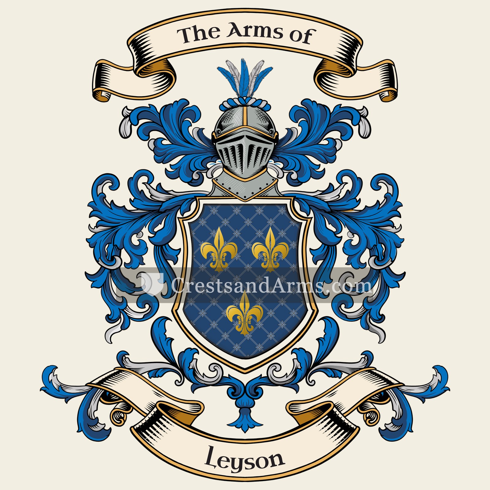 The Leyson coat of arms, drawn from the recorded blazon