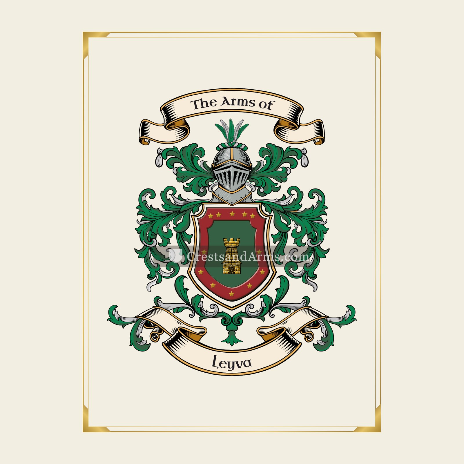 With gold border