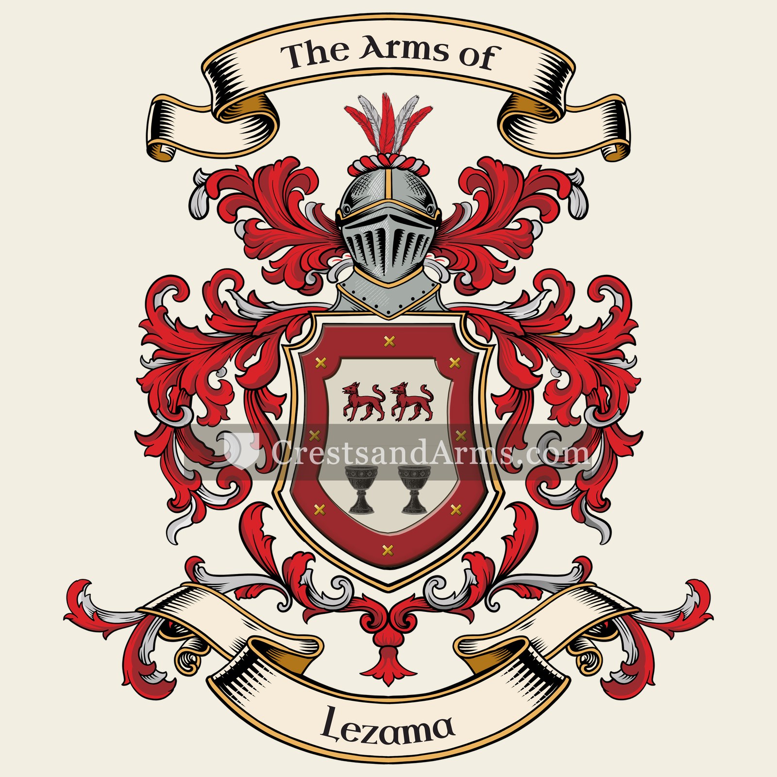 The Lezama coat of arms, drawn from the recorded blazon