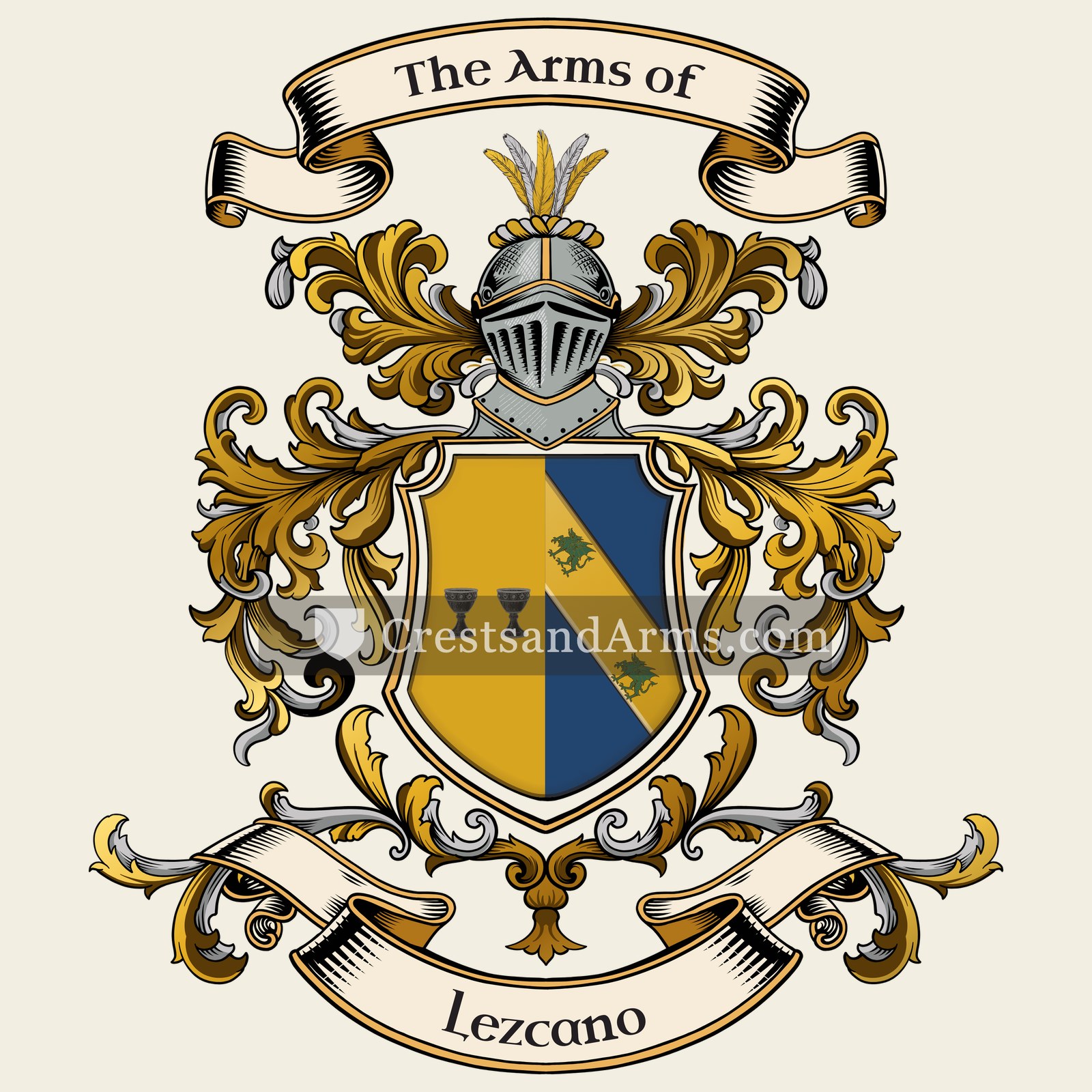 The Lezcano coat of arms, drawn from the recorded blazon