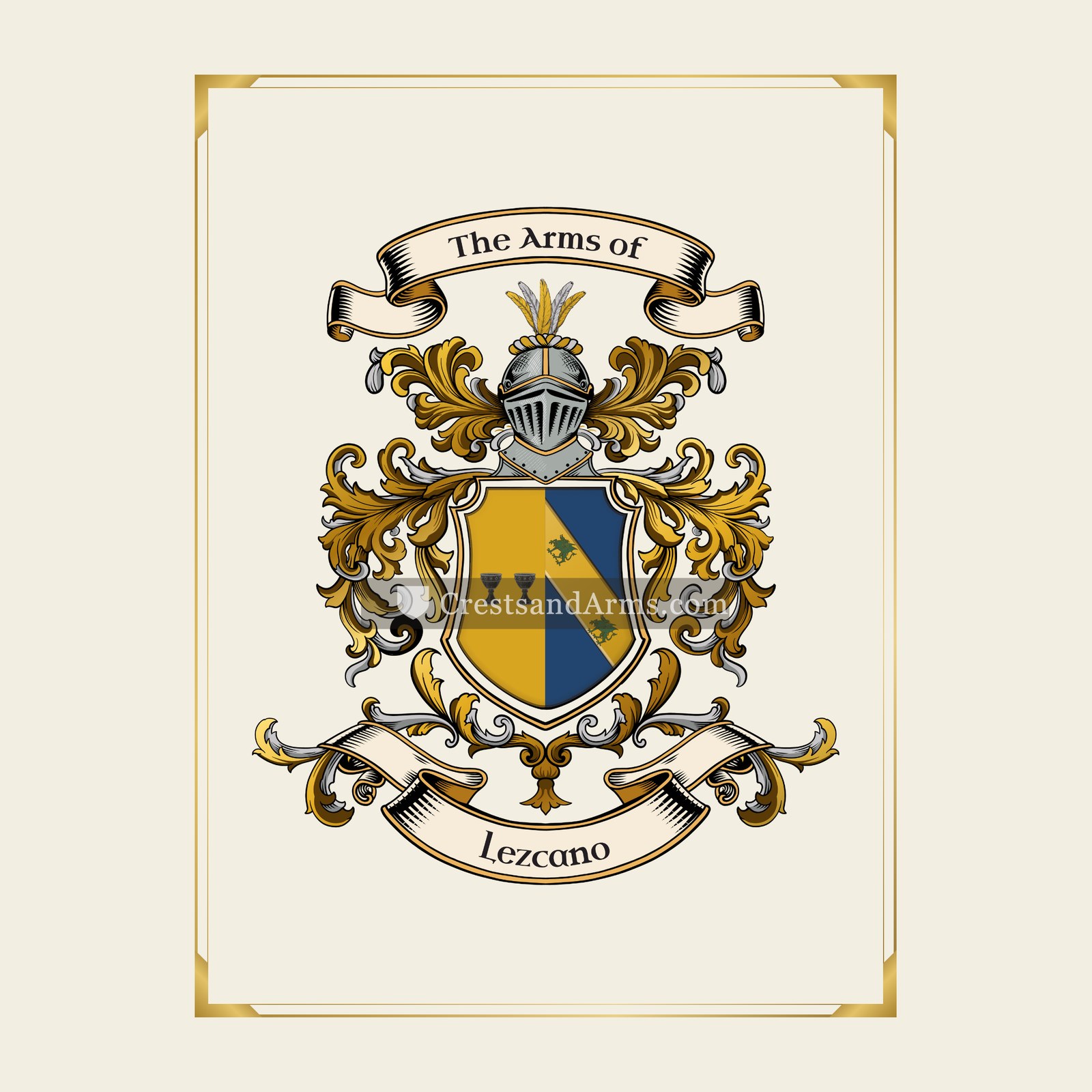 With gold border