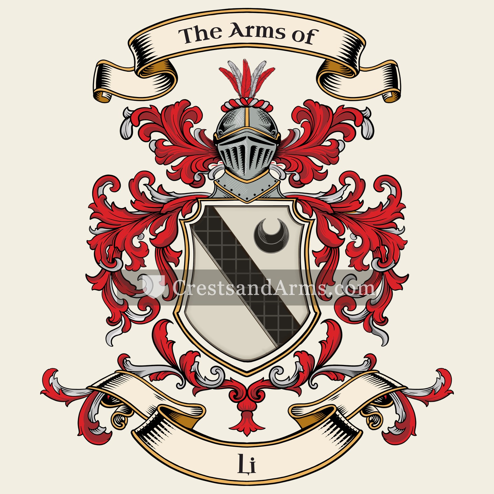 The Li coat of arms, drawn from the recorded blazon