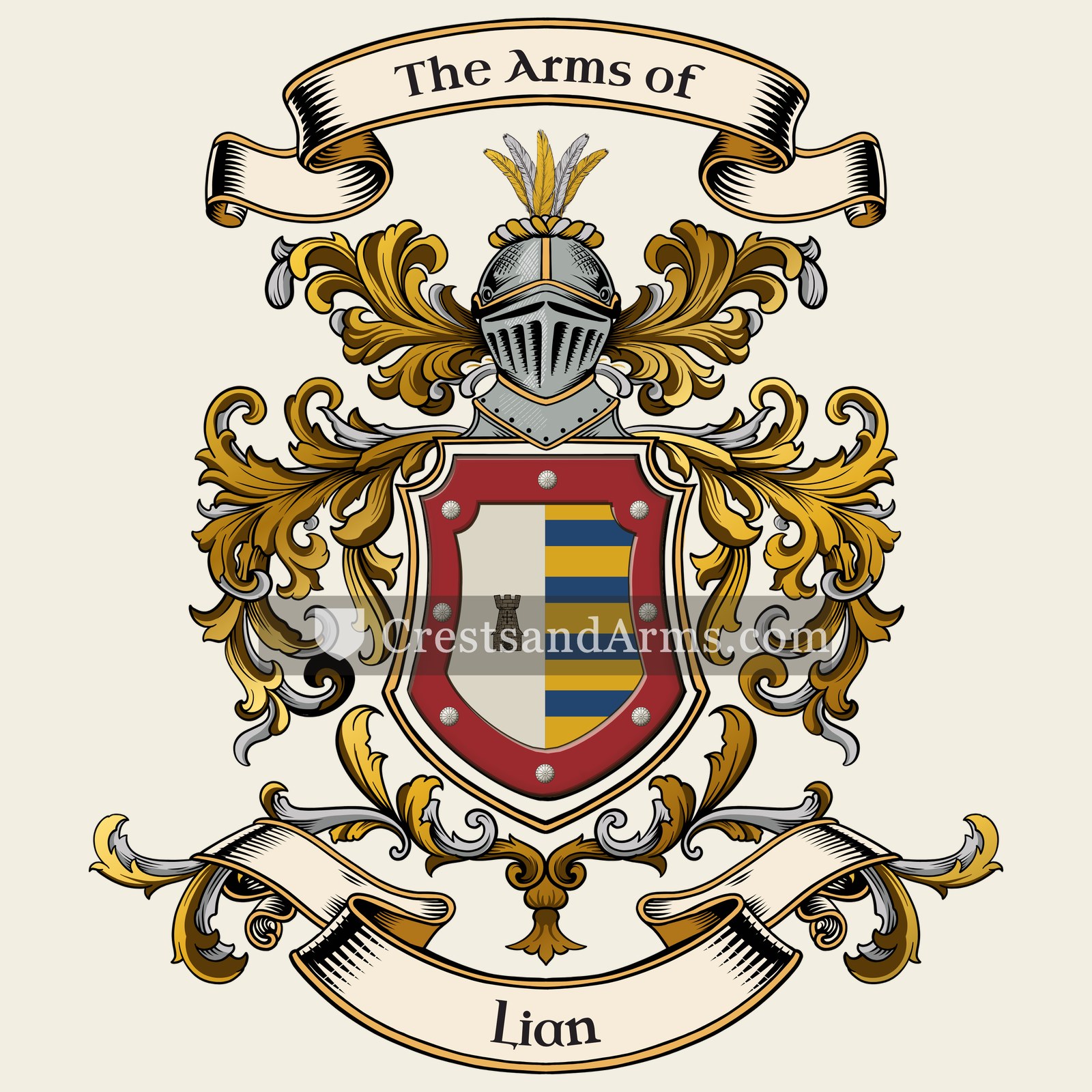 The Lian coat of arms, drawn from the recorded blazon