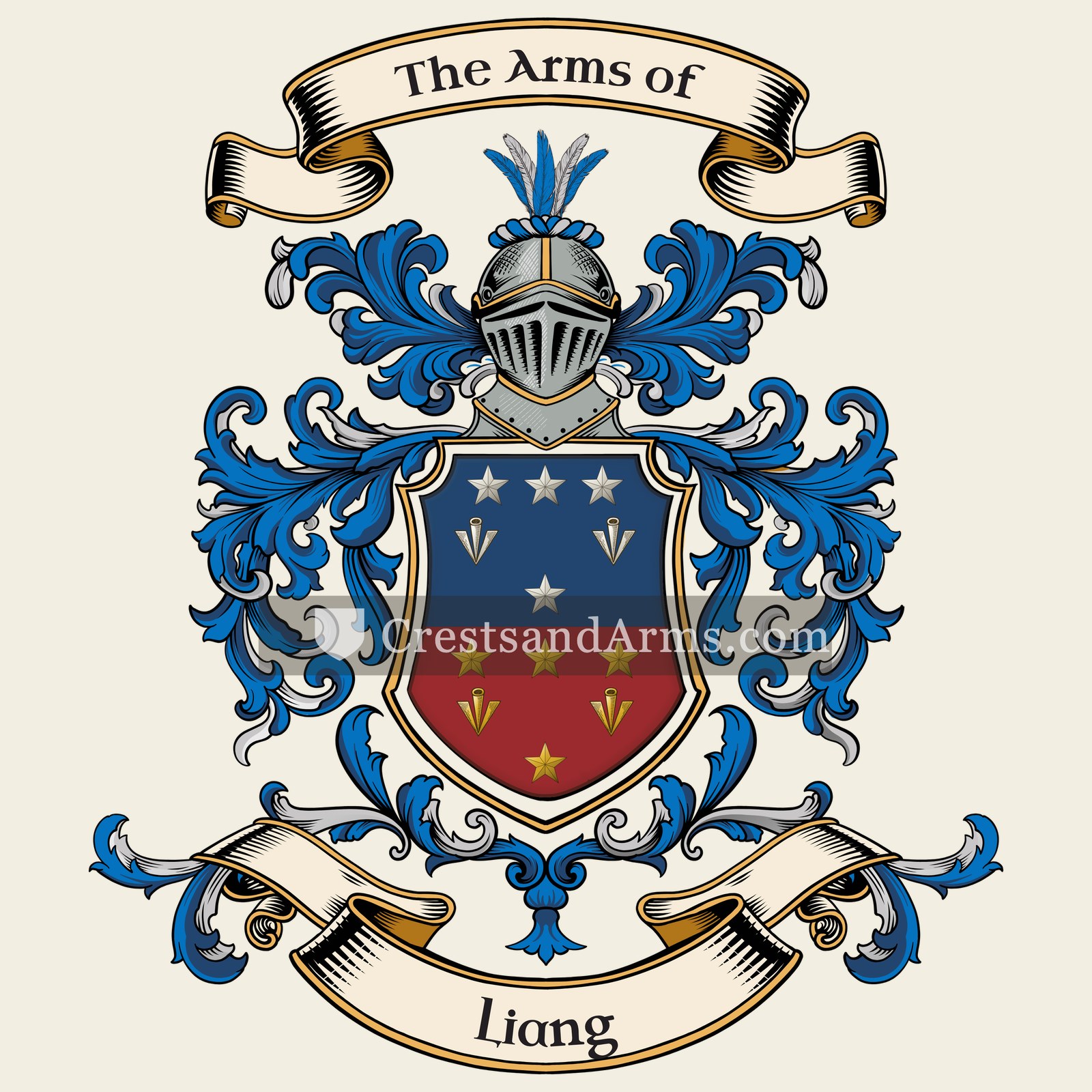 The Liang coat of arms, drawn from the recorded blazon