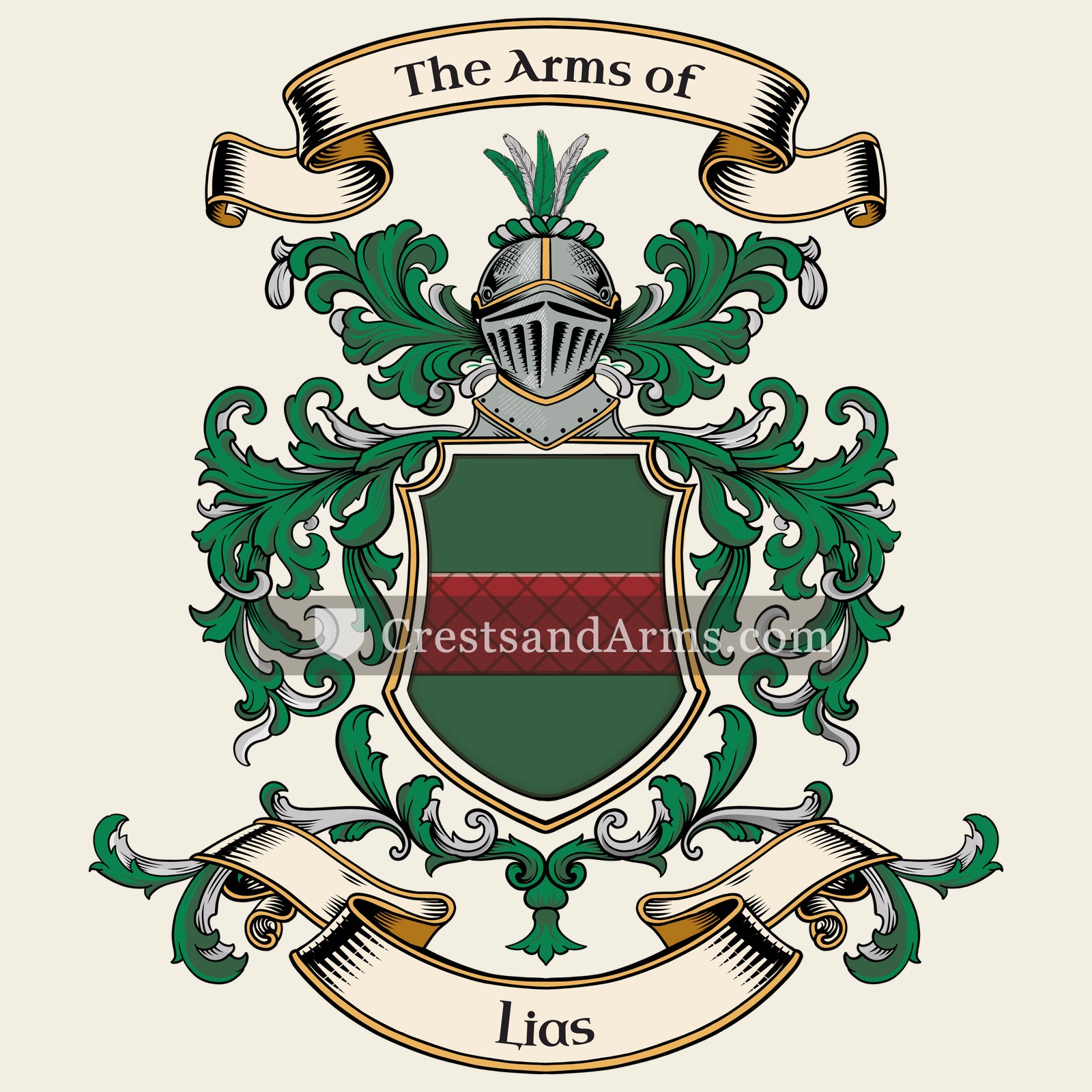 The Lias coat of arms, drawn from the recorded blazon