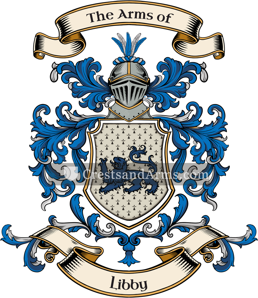 The Libby coat of arms, drawn from the recorded blazon