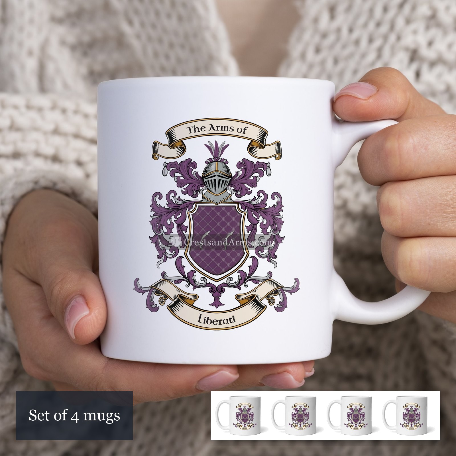The Liberati arms on the set of 4 mugs