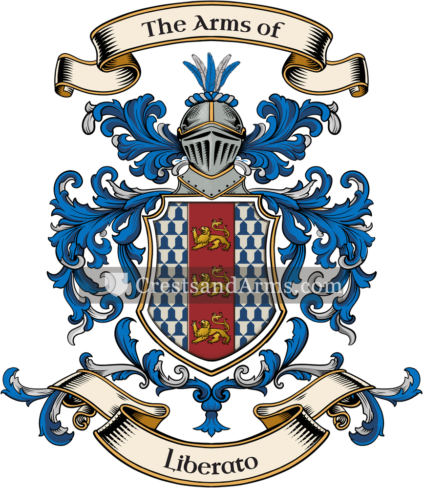 The Liberato coat of arms, drawn from the recorded blazon