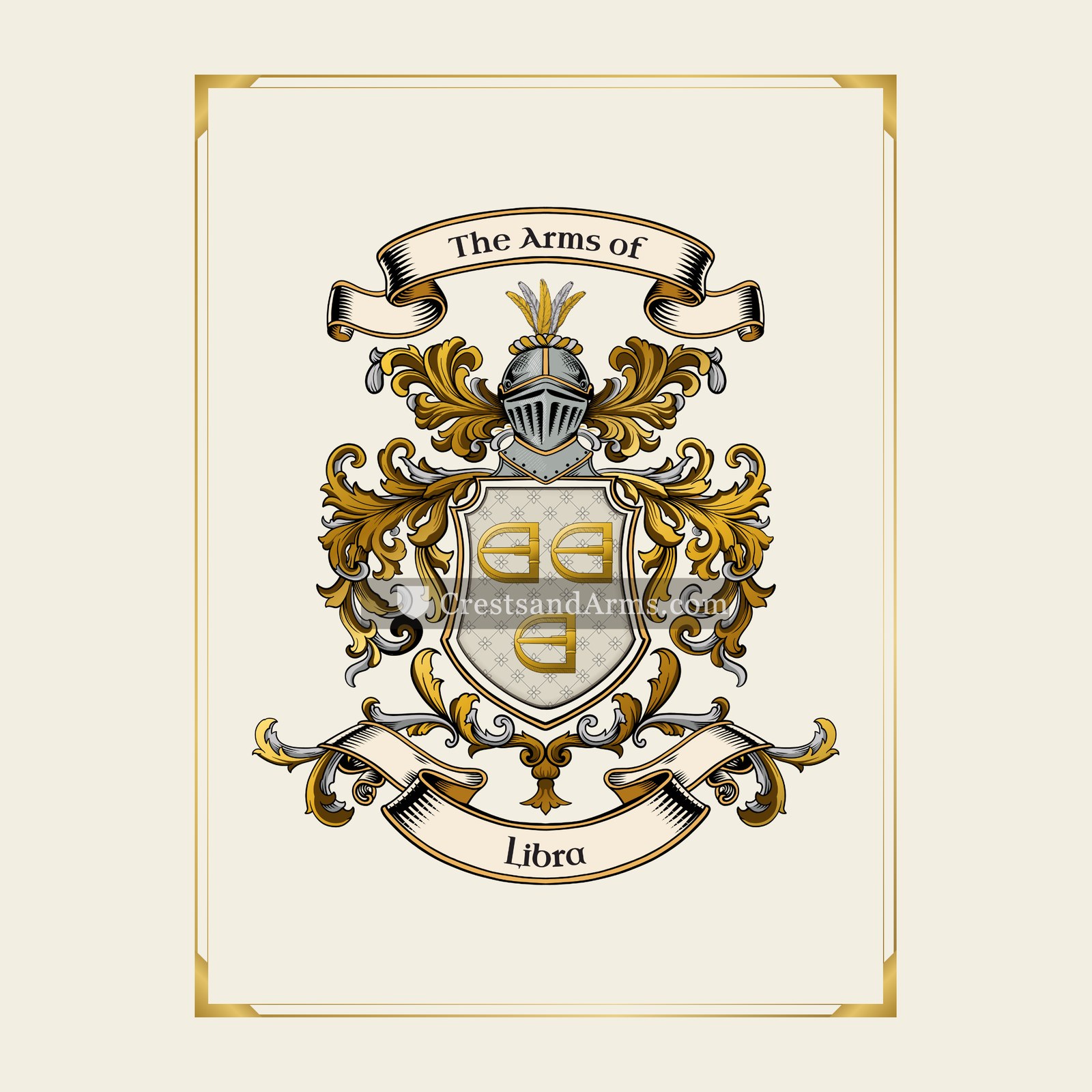 With gold border