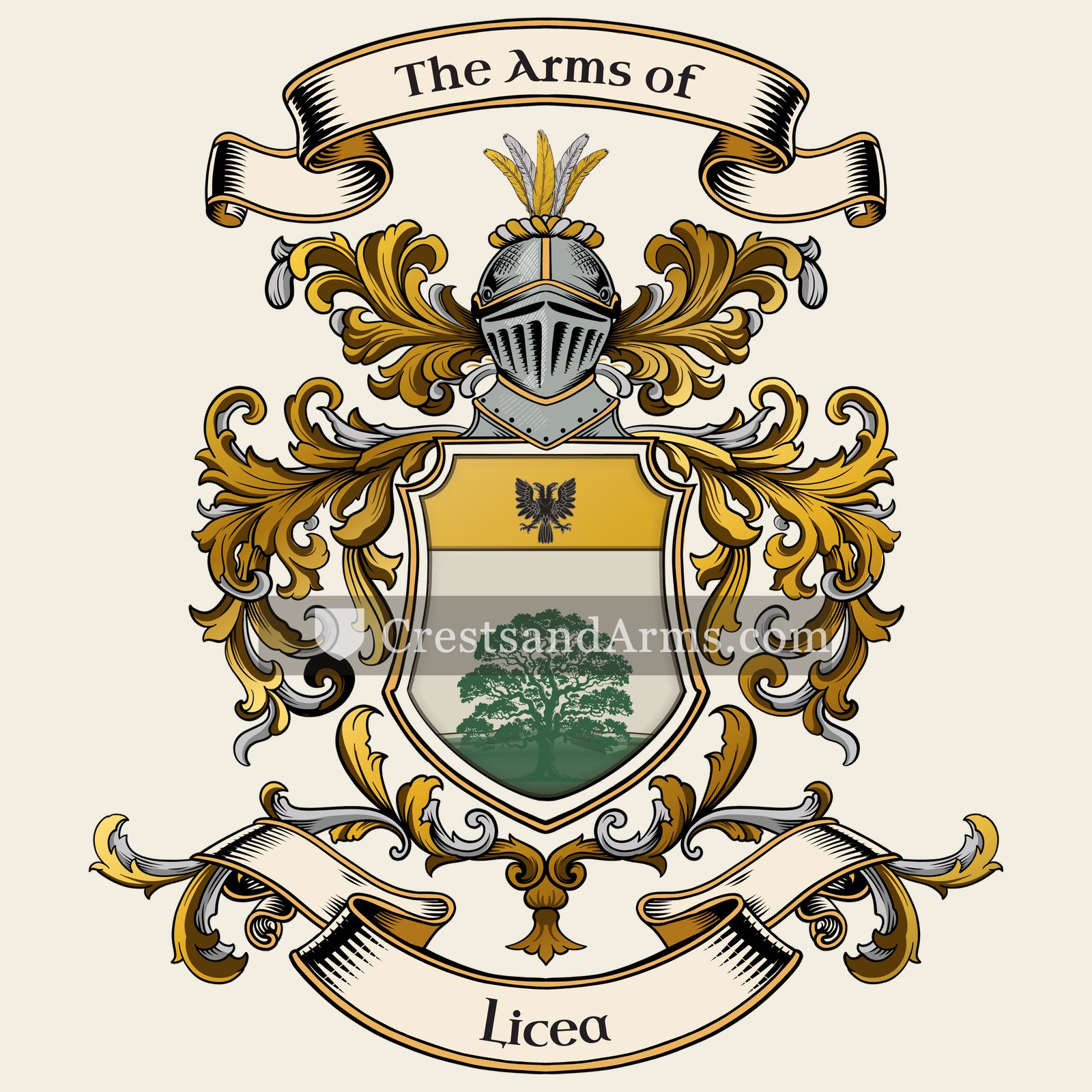 The Licea coat of arms, drawn from the recorded blazon