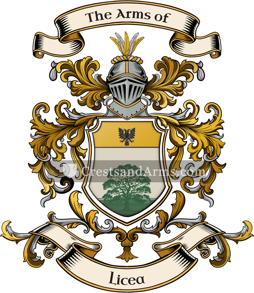 The Licea coat of arms, drawn from the recorded blazon