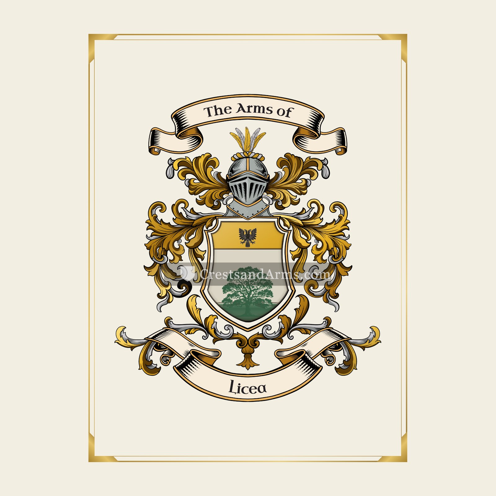 With gold border