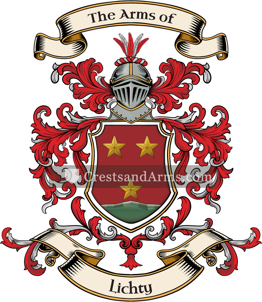 The Lichty coat of arms, drawn from the recorded blazon