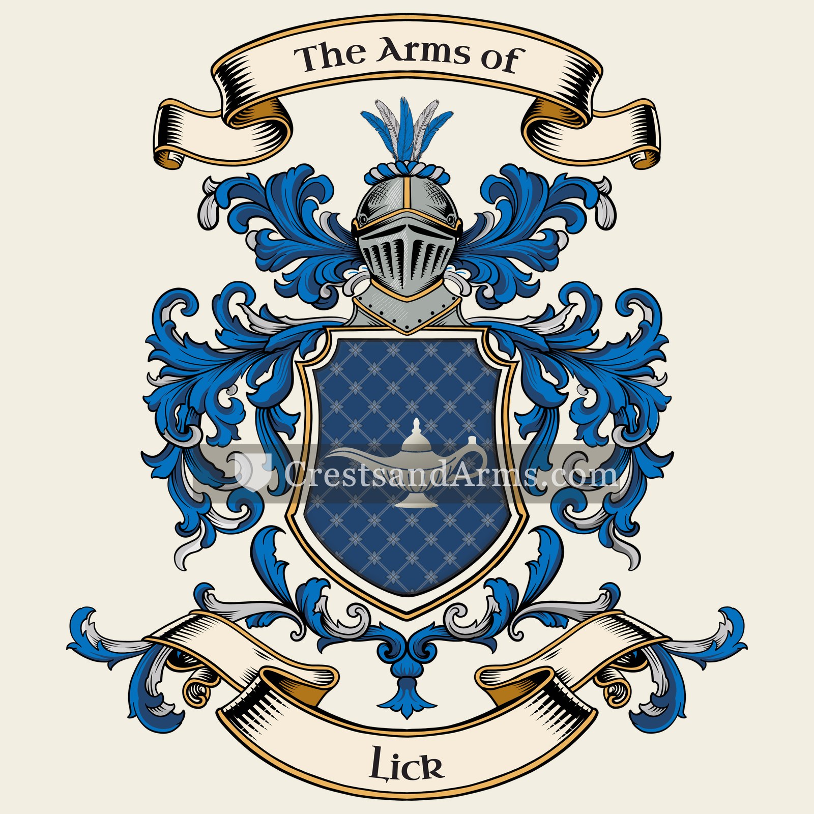 The Lick coat of arms, drawn from the recorded blazon