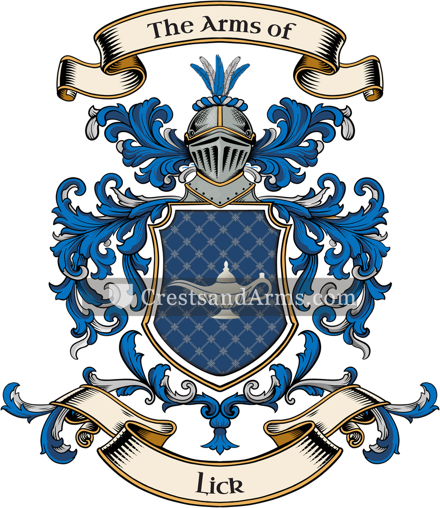 The Lick coat of arms, drawn from the recorded blazon