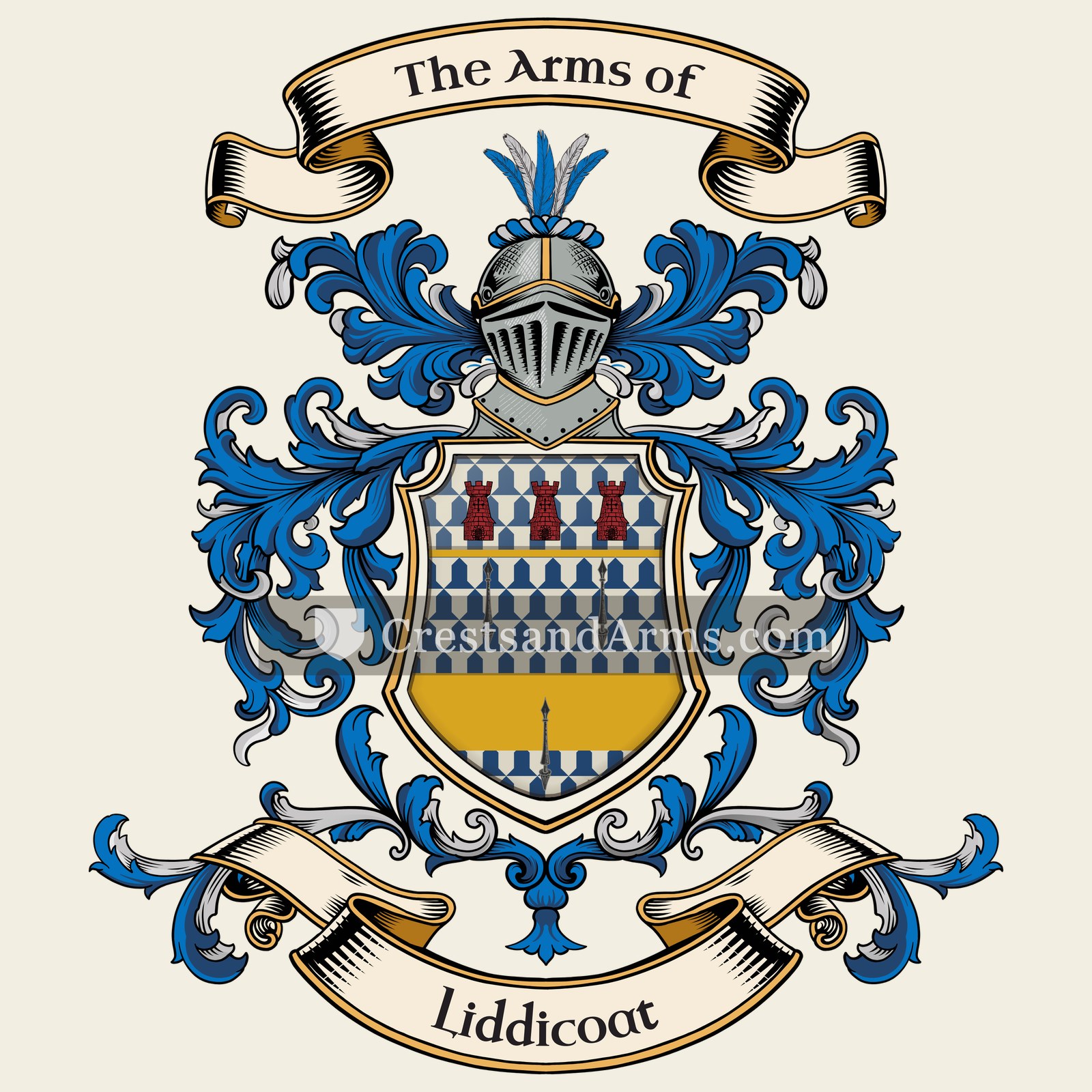 The Liddicoat coat of arms, drawn from the recorded blazon