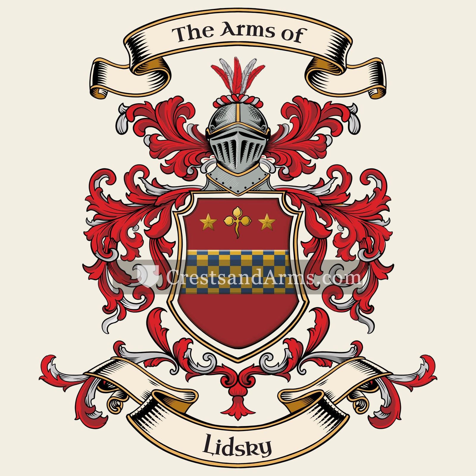 The Lidsky coat of arms, drawn from the recorded blazon