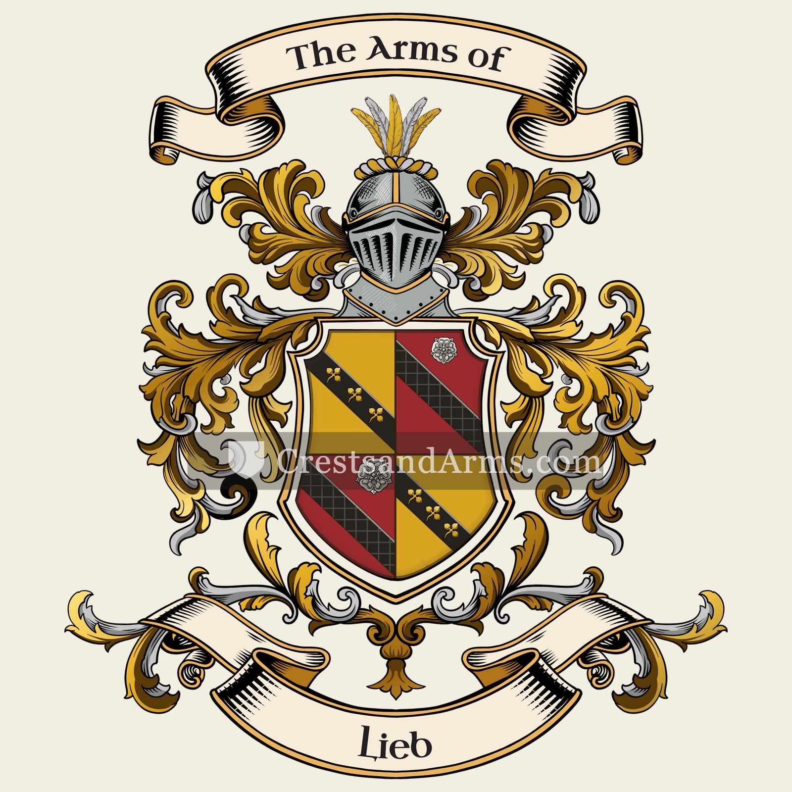 The Lieb coat of arms, drawn from the recorded blazon