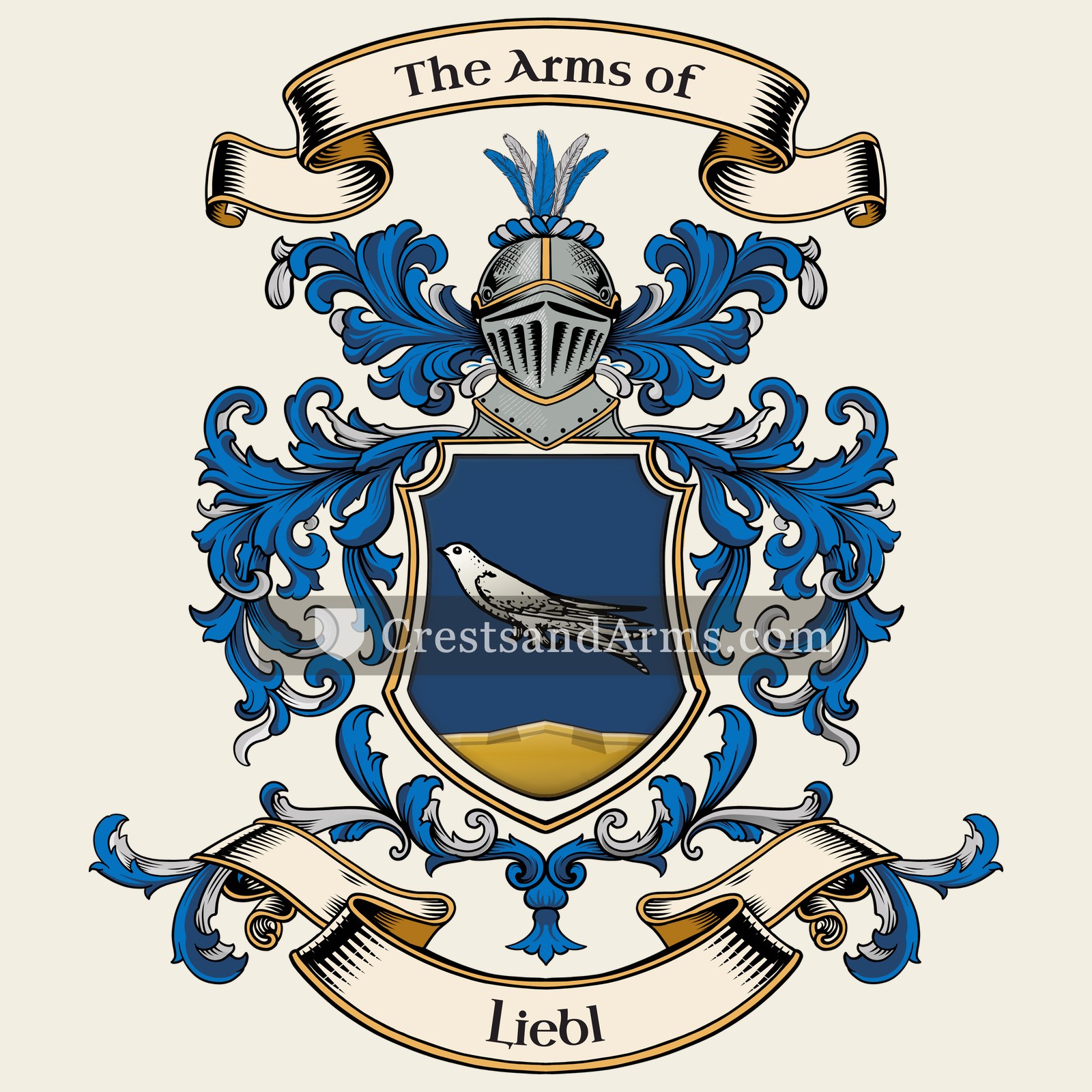 The Liebl coat of arms, drawn from the recorded blazon