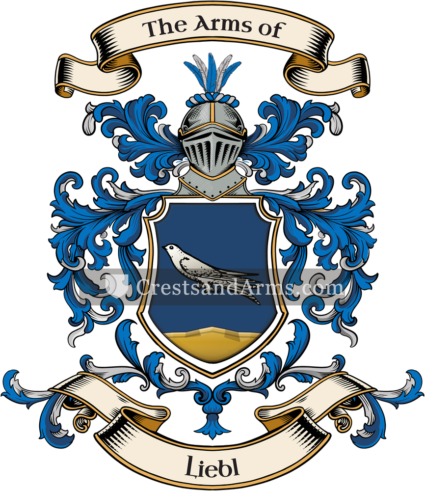 The Liebl coat of arms, drawn from the recorded blazon